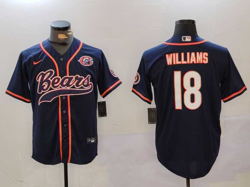 Men's Chicago Bears #18 Caleb Williams Navy Throwback With Patch Cool Base Stitched Baseball Jersey,We sell and wholesale Men's Chicago Bears #18 Caleb Williams Navy Throwback With Patch Cool Base Stitched Baseball Jersey on line form chian!